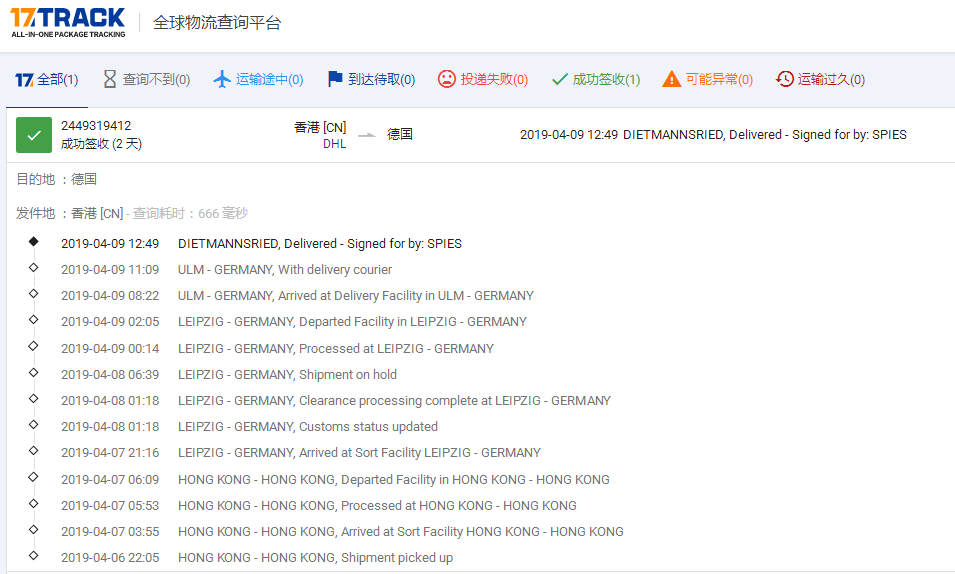 HKDHL優(yōu)先級到德國簽收時效