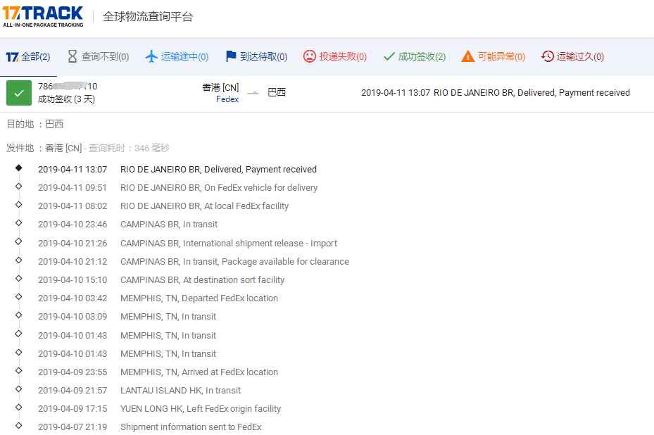 香港Fedex-標(biāo)準(zhǔn)IP到巴西簽收時效